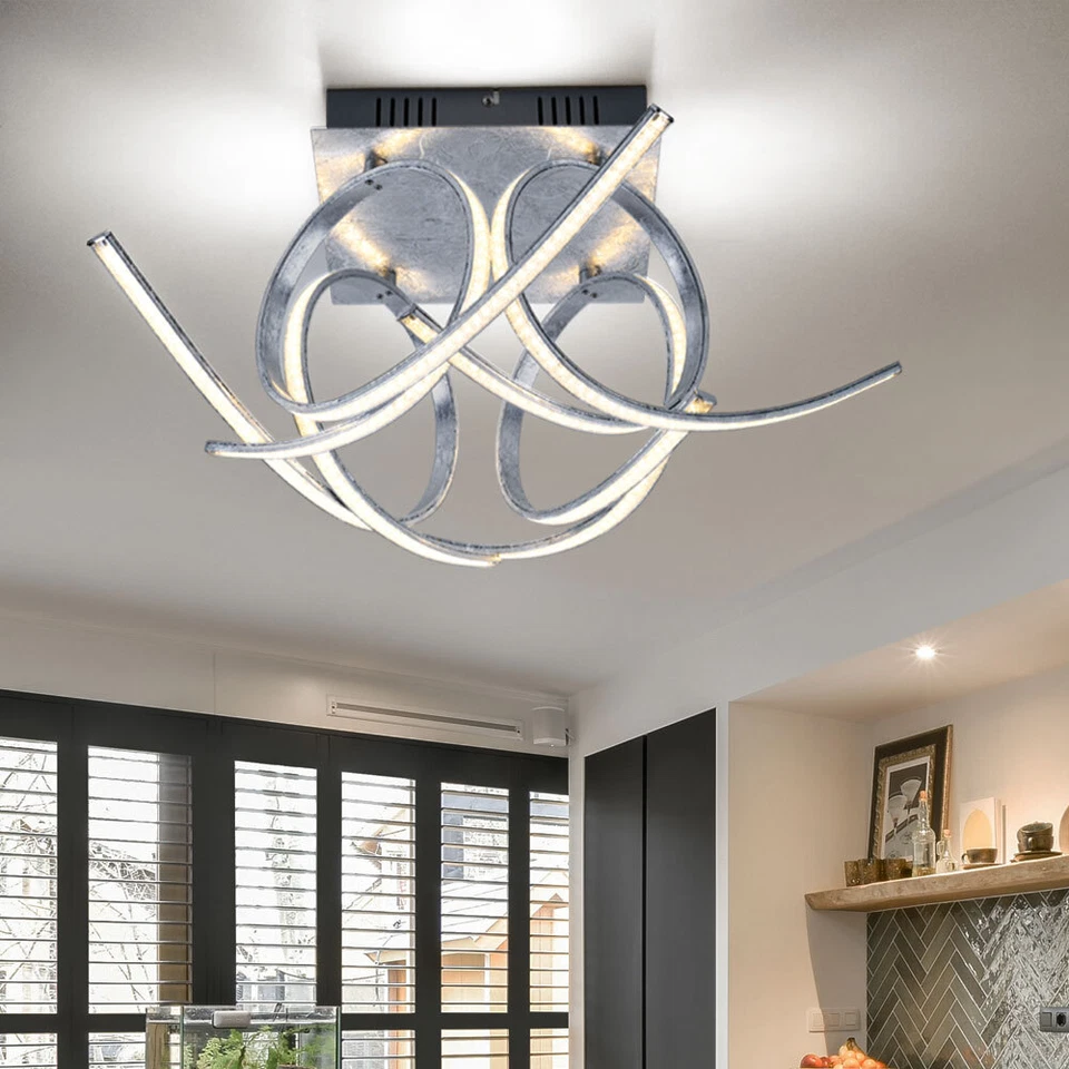 Lampada Da Soffitto Design Argento Lampada Da Soggiorno Dimmerabile LED L 63 Cm - Immagine 4 di 4