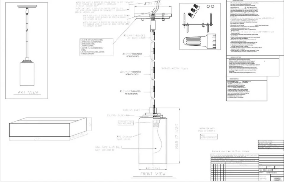 Thomas Pittman Pendant Brushed Nickel 1x100W 190060217 - Image 2 of 3