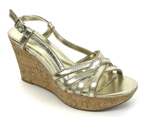 ralph lauren gold wedge sandals
