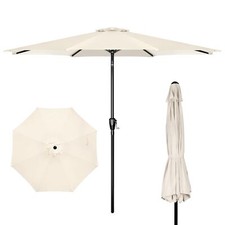 7.5ft/9ft Umbrella Outdoor Market Umbrella with Push Button Tilt/Crank Beige