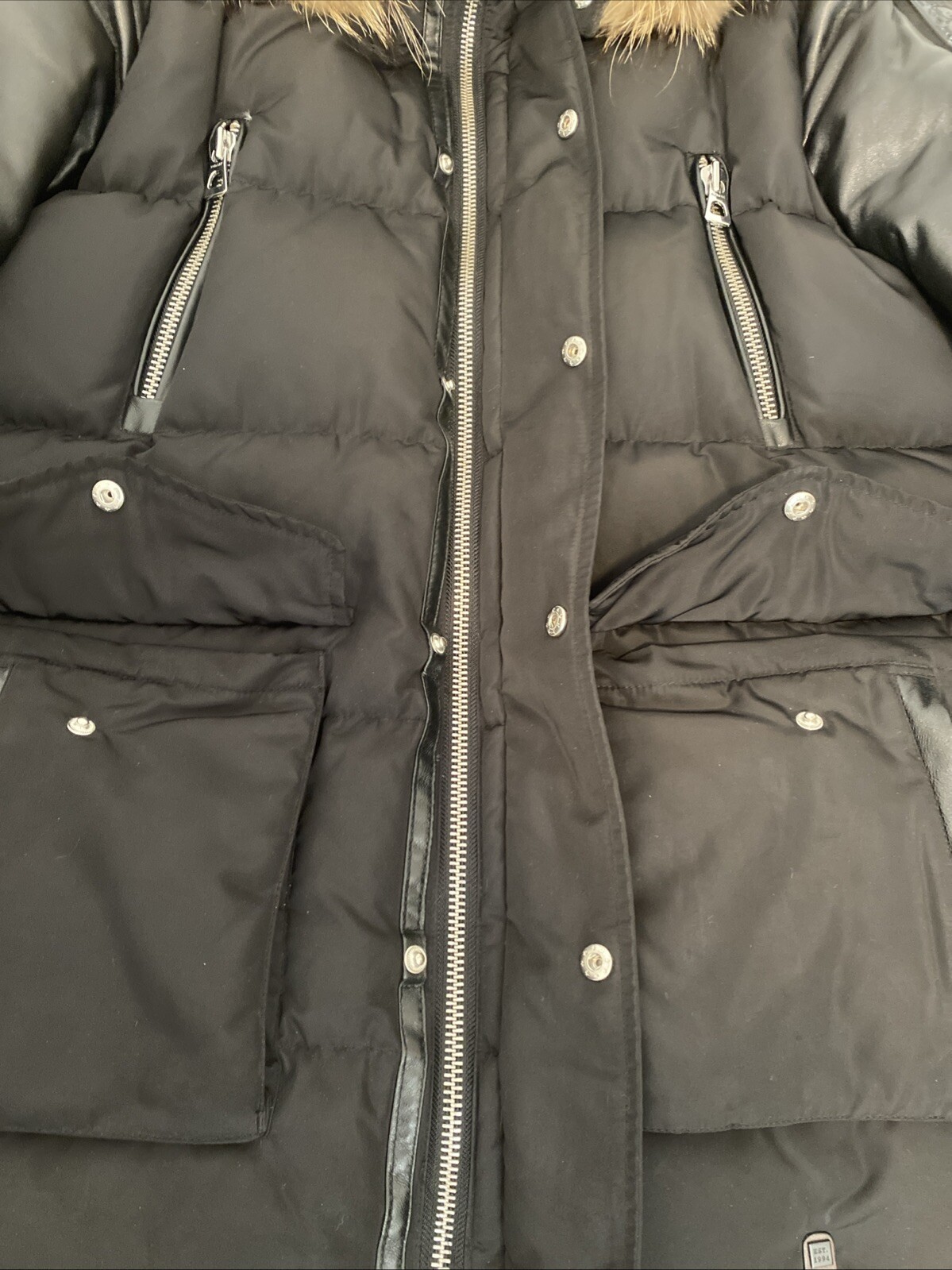 MEN'S RUDSAK CALCOT BLACK DOWN FILLED WINTER LEATHER SLEEVES JACKET - M image 7
