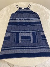 Loft Womens Blue Round Neck Sleeveless Shift Dress Size Medium