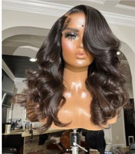 Long Wave Lace Front Wigs Black Human Hair Glueless Heat Resistant Remy Wigs
