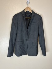 J.crew 0 Regent Blazer In Wool Flannel Gray Button Career Preppy Women s