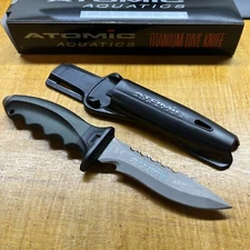 Atomic Aquatics Ti6 Titanium Dive Knife with Sheath - Pointed Tip