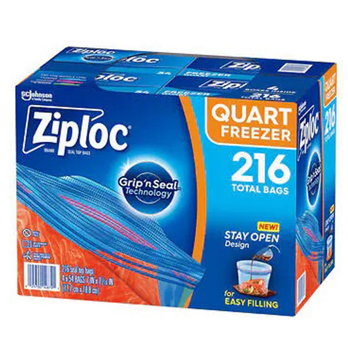 Ziploc Seal Top Freezer Bags Quart, 54-count, 4-Pack Kitchen Food