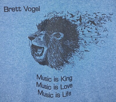 Brett Vogel Music TShirt Adult 2XL Blue Black Rock Illinois California Guitarist