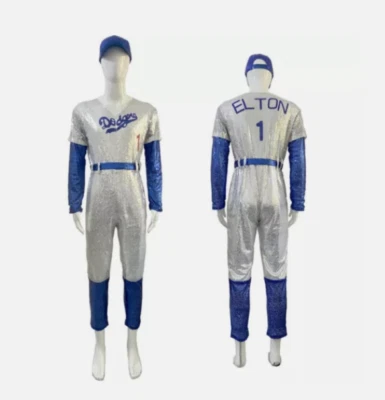 Rocketman Elton John Dodgers Baseball Sequin Cosplay Jumpsuit Costume Uniform UK