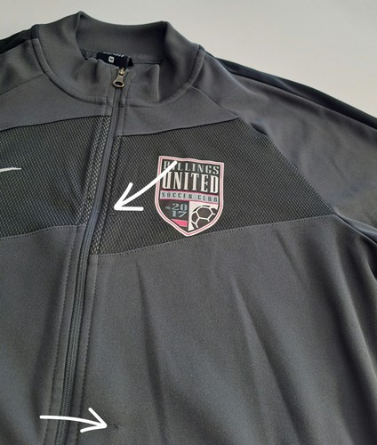 Nike Dri-Fit Youth's Medium Gray Jacket Billings United Soccer Club Full Zip - Picture 4 of 8