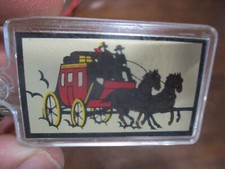 WELLS FARGO CO. STAGE COACH BANKING ADVERTISING DOUBLE SIDED PROMO  KEYCHAIN