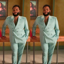 Double Breasted Men's Suits Peak Lapel 2Pcs Wedding Groomsmen Party Tuxedos