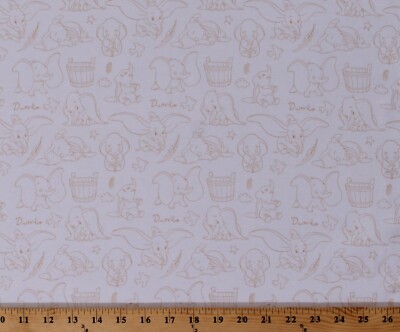 Cotton Dumbo Sketches Baby Elephants Disney Kids Fabric Print by Yard D682.59