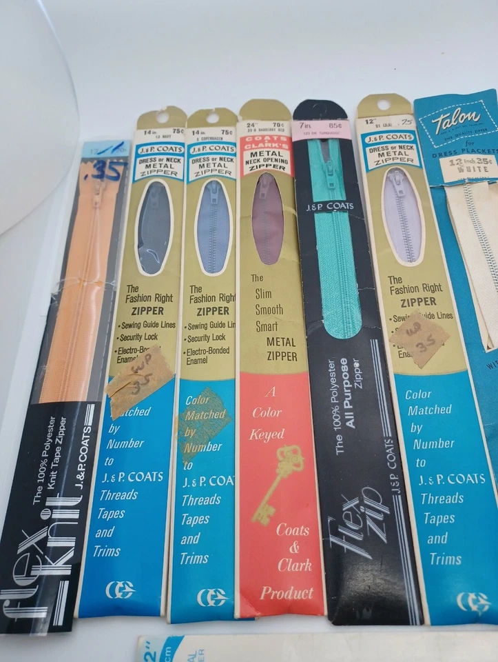 Lote de 15 cremalleras de costura de metal vintage garra JP abrigos y garra Clark's poliéster Foto 2 de 4