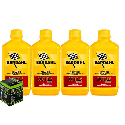 Kit Wechselintervall 4 Liter Öl Motorrad Bardahl XTC C60 15W50 + Ölfilter Hiflo