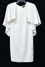 LAUREN Ralph Lauren Womens Satin Ruffle Cocktail Dress Winter Cream SZ.8 NWT$195