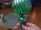 Vintage Green Silver Plastic Hanging Holiday Ornament 9-10" swirl Taiwan Xmas — photo 2