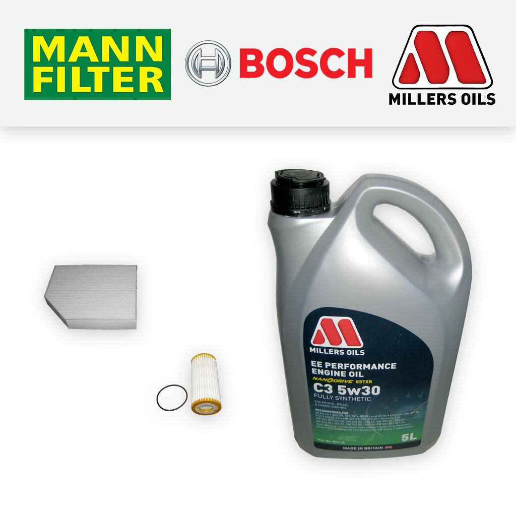 SERVICE KIT for AUDI A4 (8K/B8) 2.0 TFSI CNCD OIL CABIN FILTERS +OIL (2013-2015)
