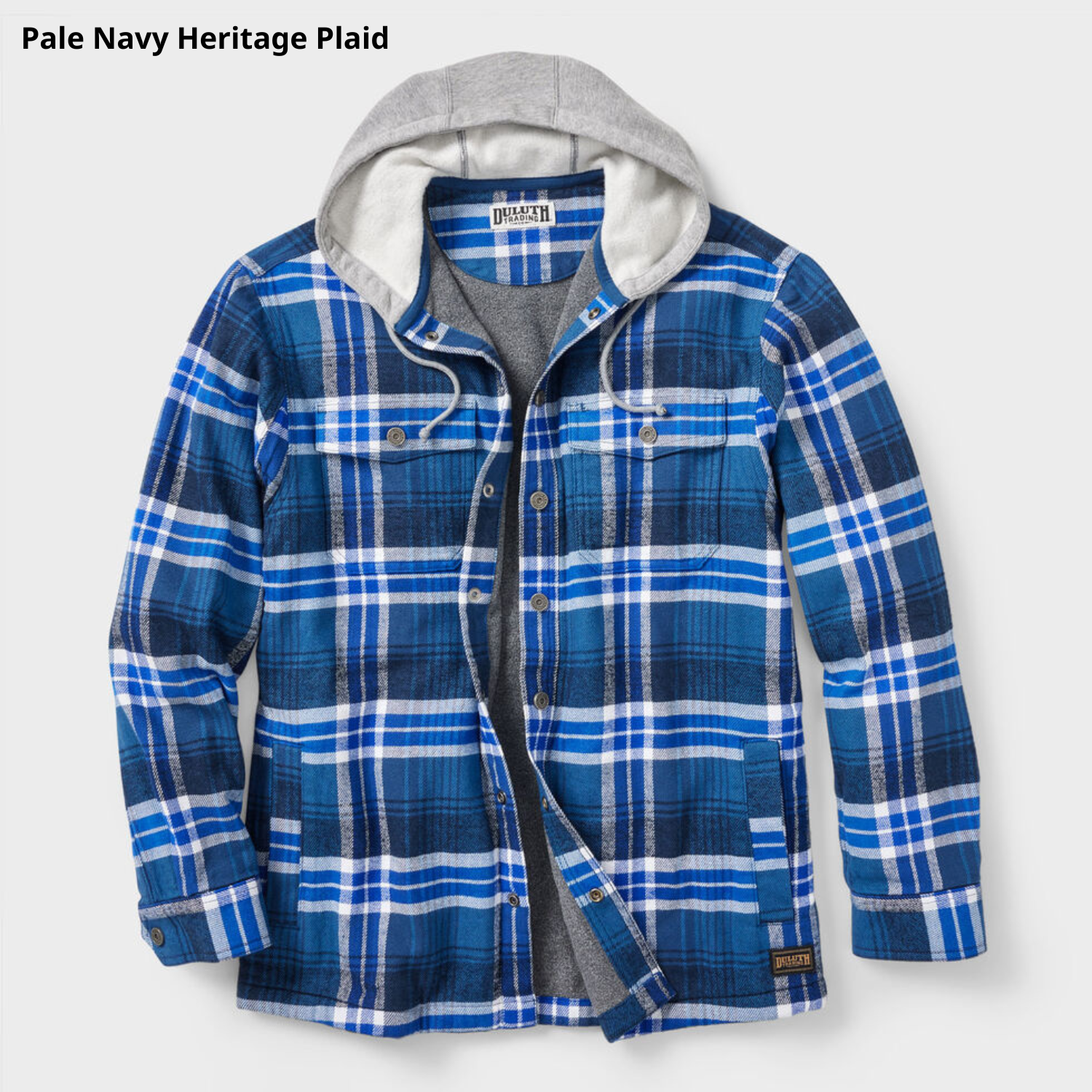 Relaxed Fit Flapjack Hooded Shirt-Jac with Brushed Fleece and Front Pockets