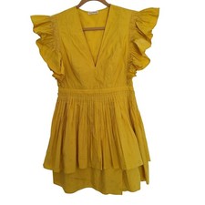 Ulla Johnson cotton Tessa yellow mini dress s...