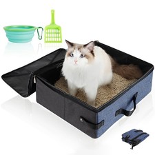 Hicaptain Portable Travel Litter For Cats Leak Proof Collapsible Cat Litter Lid
