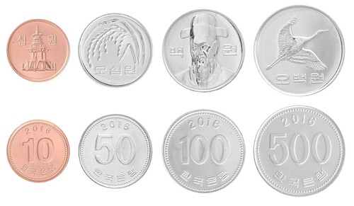 South Korea 10-500 Won, 4 Pieces Set, 2016, Mint