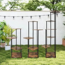 EFAN 4/5/6 Tier Plant Stand Indoor Metal & Wood Plant Shelf Corner Flower Stand
