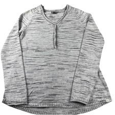 Eddie Bauer Marled Knit V-Neck Pullover Sweater Heather Gray Size S
