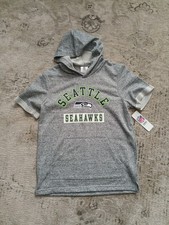 NFL Seattle Seahawks Boys 14-16 Heather Gray Short Sleeve Hoodie Official Team
