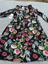 NWT Karen Kane Black Floral Print Cold Shoulder Shift Dress Women’s Size L USA