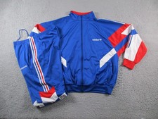 Adidas Tracksuit Mens Large Blue Red Aloxe Warmup Jacket Jogger Pants