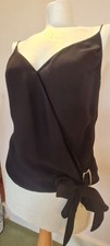  VINTAGE ESCADA WRAP STRAPPY TOP Black  Crepe Sparkly Buckle Ties UK 8-10