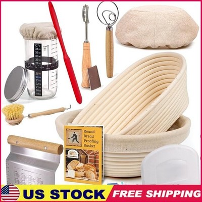 Sourdough Baking Starter Kit Proofing Basket Bread Lame Dough Scraper Tools New
