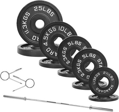 Fitvids 5FT Olympic Barbell 95LB Weight Set Home Gym