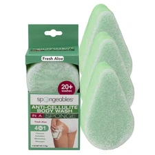 3pk Spongeables Anti-Cellulite Body Wash in a Sponge, Fresh Aloe