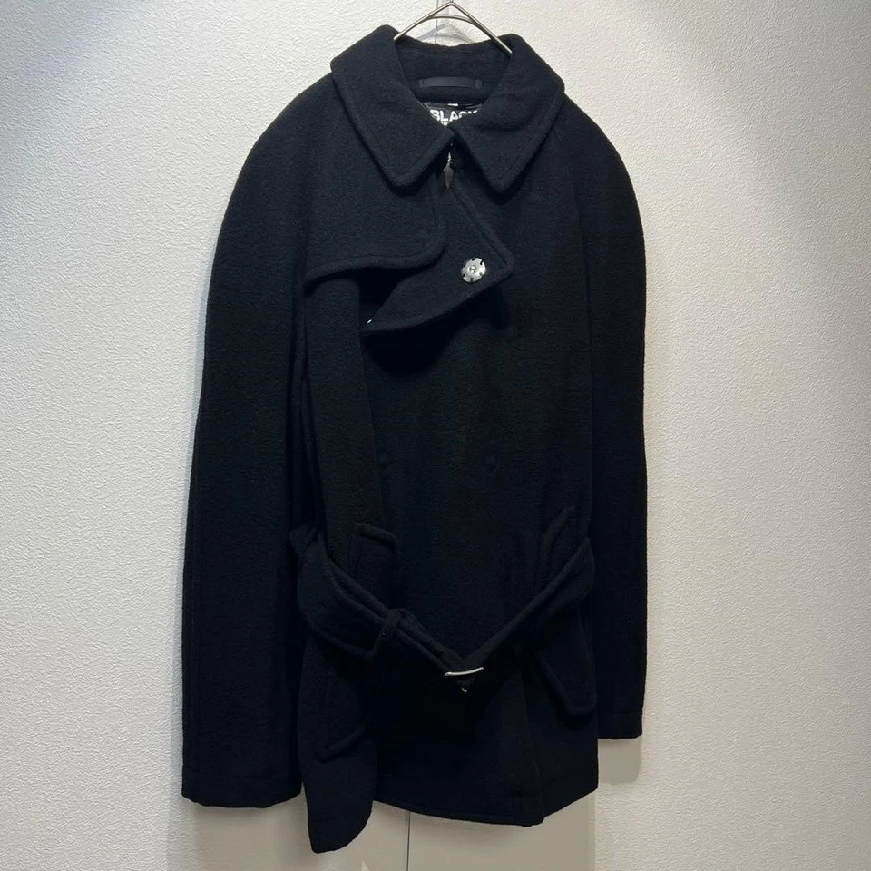 15AW черный Comme Des Garcons шерсти подпоясанный горох пальто - Изображение 3 из 4