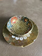 Antico set di ciotole e piattini in miniatura giapponese Satsuma 