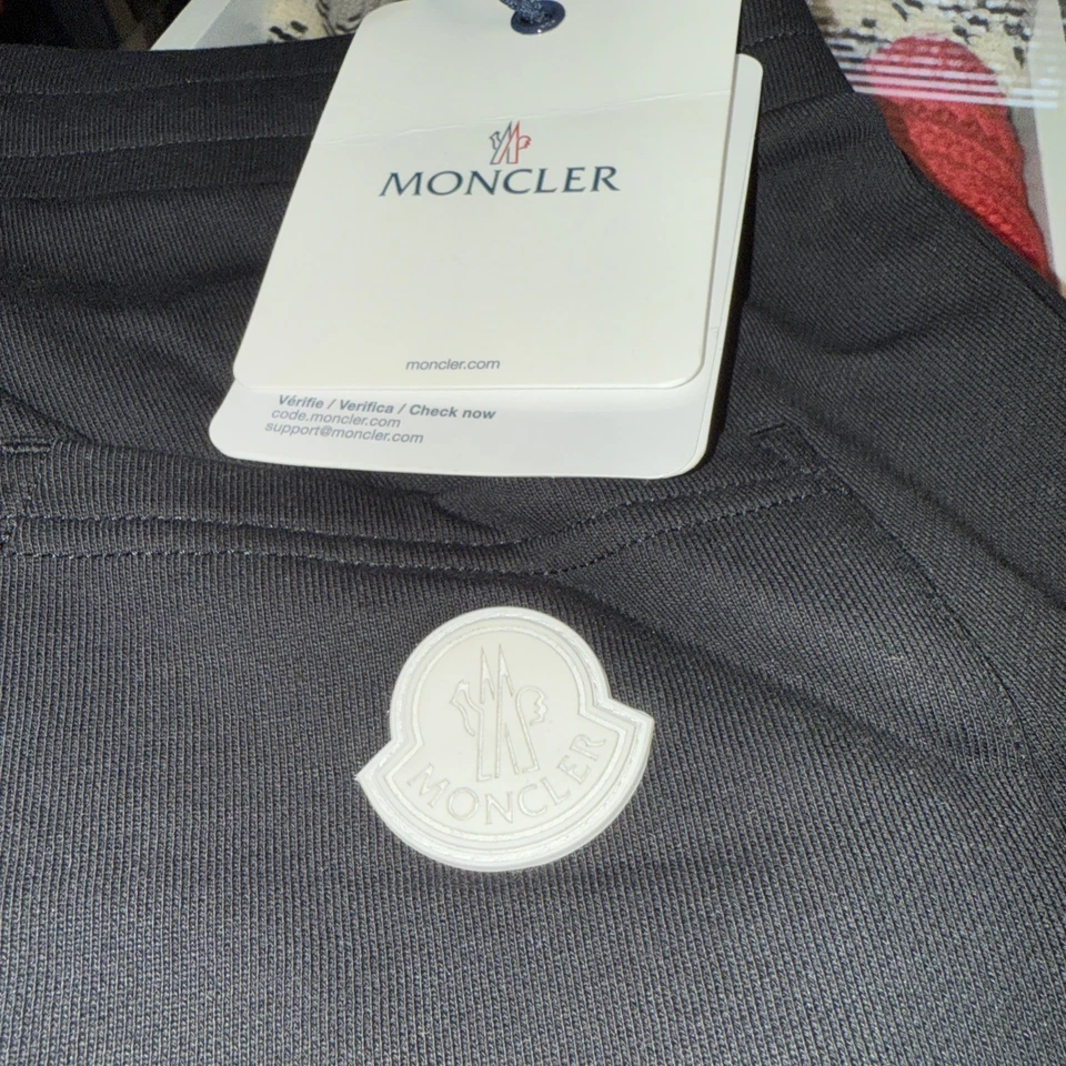 Pantalones deportivos Moncler de felpa negros con logotipo para hombre grandes nuevos con etiquetas  Foto 2 de 4