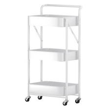 Image of 3-Tier Metal Folding Trolley Cart Storage Rolling Shelf Beauty Boxing Day Deal