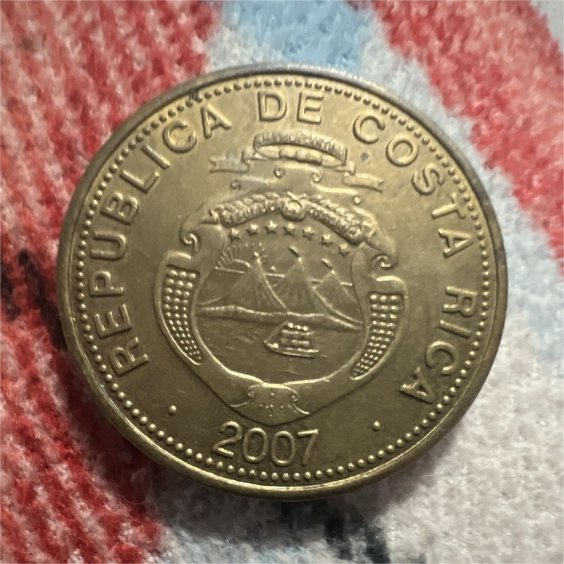 Costa Rica 25 Colones 2007 Aluminum-Bronze Coin B.C.C.R. Legend KM#236