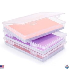 3-Pack A4 Plastic Organizer Boxes - Portable Storage for A4, Photos, Crafts,