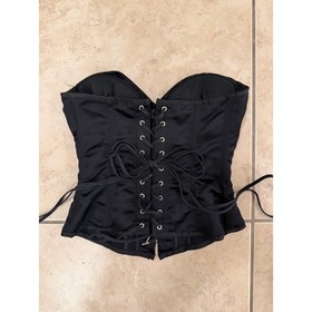 Agent Provocateur Black Satin Corset Bustier Steampunk Goth Lingerie Small AB