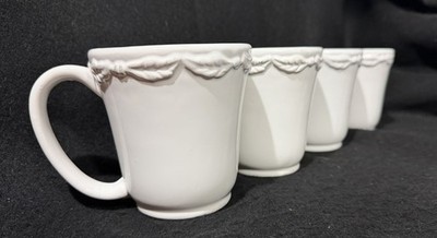 Set of Four American Atelier Bianca Wave Mugs boho farmhouse shabby chic