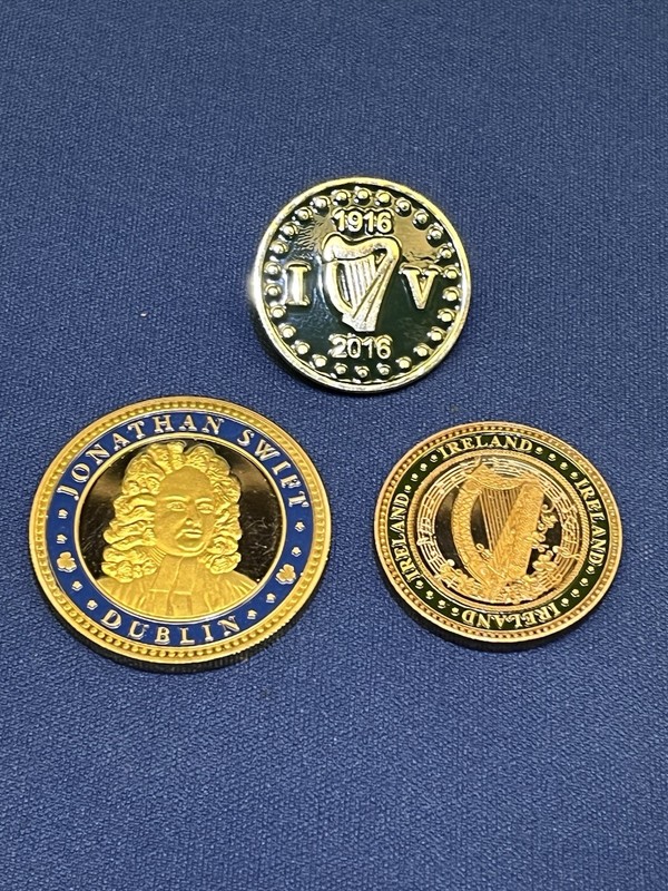 LoI 3 Irish Collector Coin Celtic Harp Saint Patrick’s Cathedral & Pin ￼