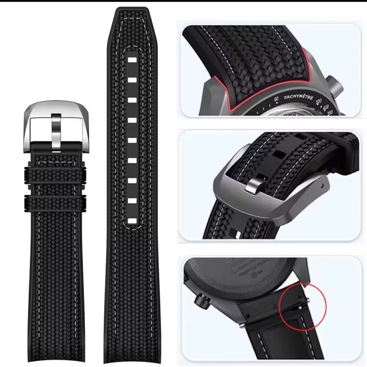 20mm Curved Quick Release Strap for MoonSwatch Rolex Tag Seiko Omega Rubber Band