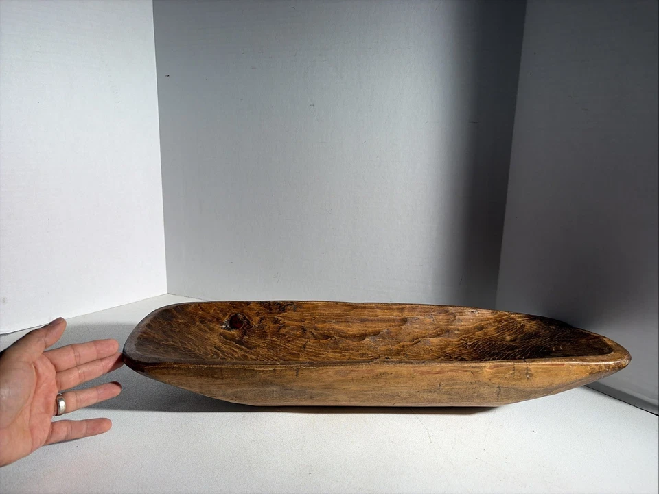 "Centro de mesa de madera primitivo tallado a mano tazón de masa decoración de granja México 22""" Foto 2 de 4