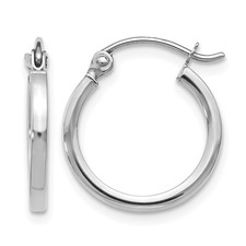 15mm 14K White Gold Polished Hoop Earrings 31W