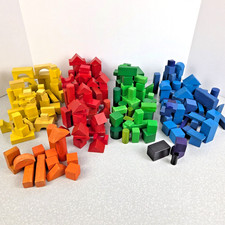 Wood Color Building Stacking Blocks Mixed Shapes Child STEM 240 Pieces Pretend