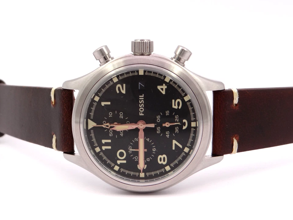 Fossil Chronograph Pilot Flieger Militär Style Unisex Armbanduhr Ø 38 mm - Bild 4 von 4