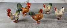 SET OF 5  PUTZ ROOSTER Figure Mid-Century 1950's Toy Farm Animals CHICKEN