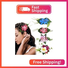 AHONEY 4 Pieces Tropical Flowers Hair Clips for Women Girls, Hawaiian Artificial